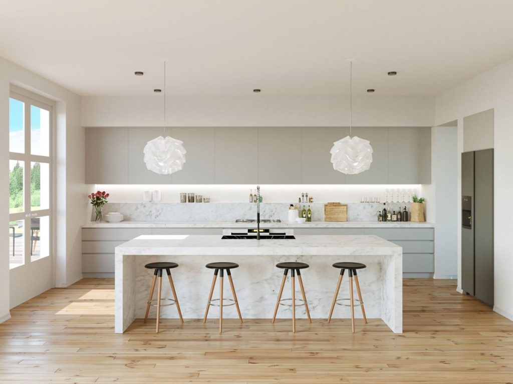 One wall kitchen with peninsula 1024x768 - Xu hướng thiết kế nhà bếp năm 2020