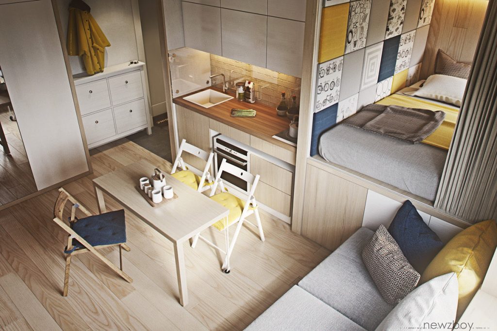 Thiet ke tu bep can ho Studio Vinhome quan 9 2 1024x683 - Tủ bếp chữ I - thiết kế hoàn hảo cho không gian bếp nhỏ